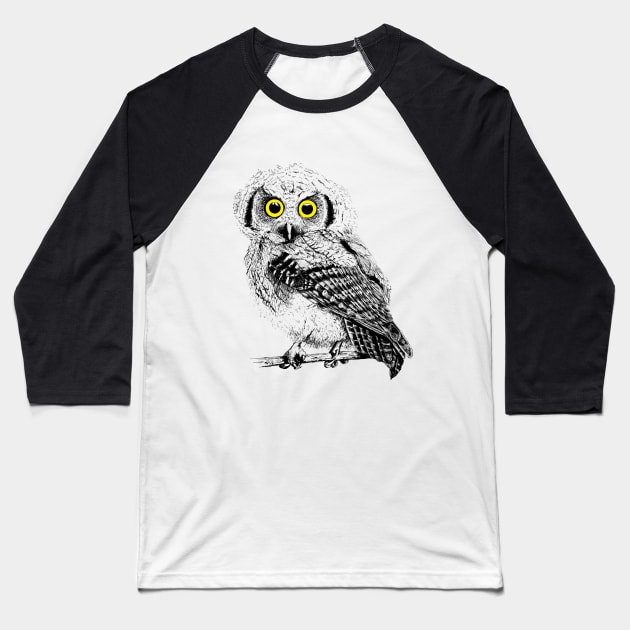 Preety Little Owl Baseball T-Shirt by IsabelSalvador